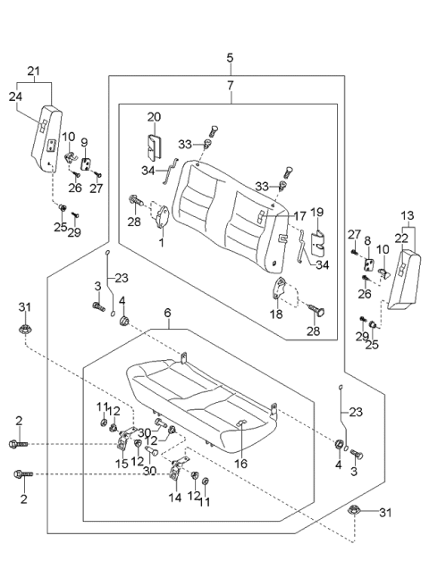 1997 Kia Sportage Trim-Rear Seat Side,RH Diagram for 0K01D88545D96