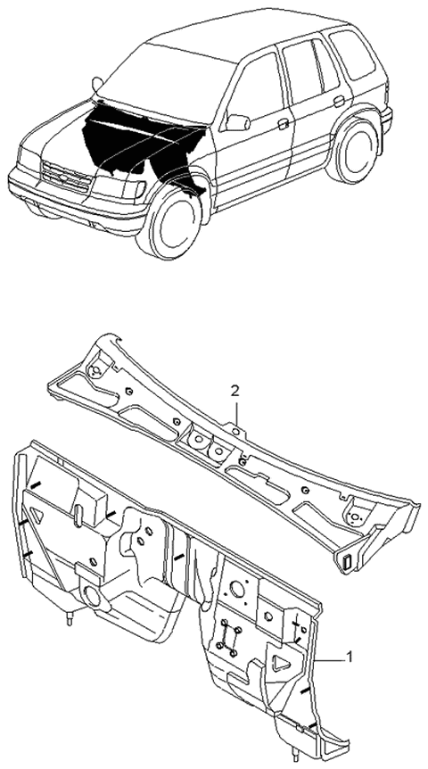 1999 Kia Sportage Panel Assembly-Dash,Lower Diagram for 0K08B53400