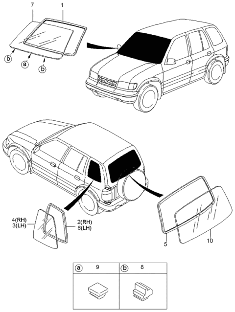 2000 Kia Sportage Window Glasses Diagram