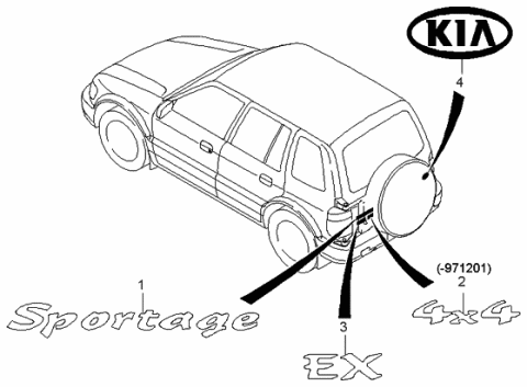1997 Kia Sportage Ornament Diagram for 0K2AA51725