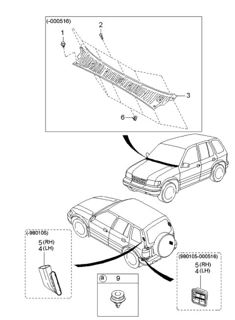 2000 Kia Sportage Chamber-Extract,RH Diagram for 0K01851940C