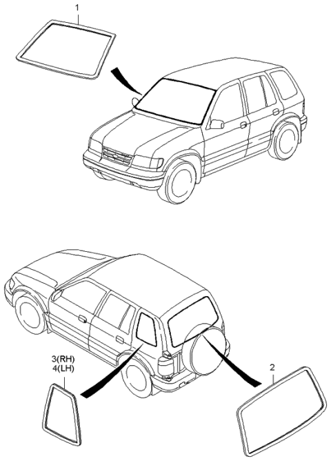 1998 Kia Sportage Moulding-Quarter Window,LH Diagram for 0K01950604F