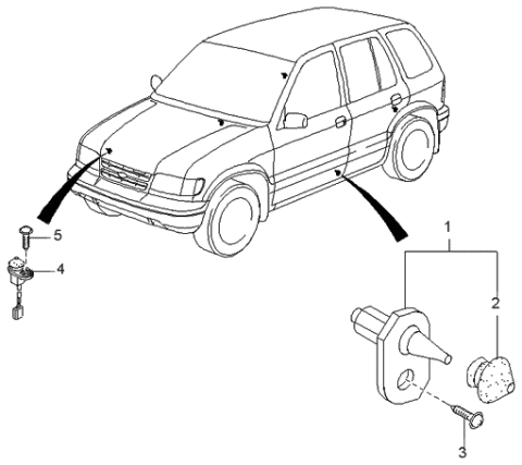 1998 Kia Sportage Rubber Diagram for 0HE2166541
