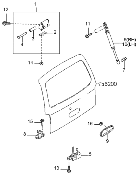 2000 Kia Sportage Stay-Damper Assembly,LH Diagram for 0K01H63610B