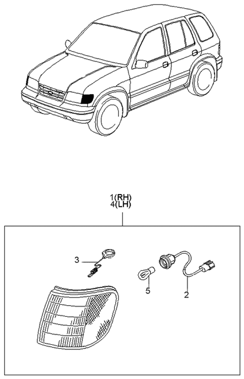 1998 Kia Sportage Front Combi & Side Turn Signal Lamp Diagram