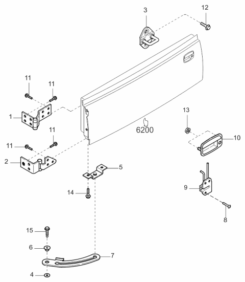 1999 Kia Sportage Hinge-Back Door,Up Diagram for 0K01162210