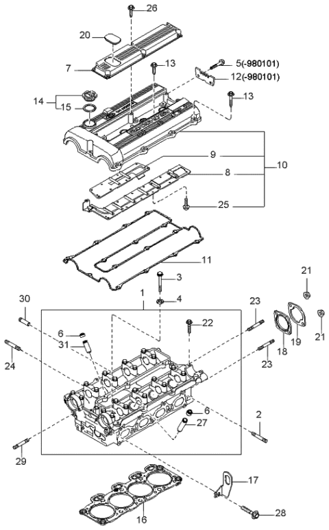 2000 Kia Sportage Cap Assembly-Oil Filler Diagram for 0K9A210250A