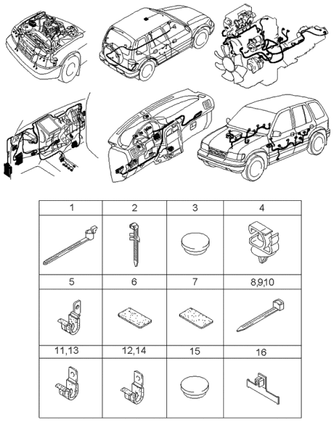 2000 Kia Sportage Clip Diagram for 0K01167073