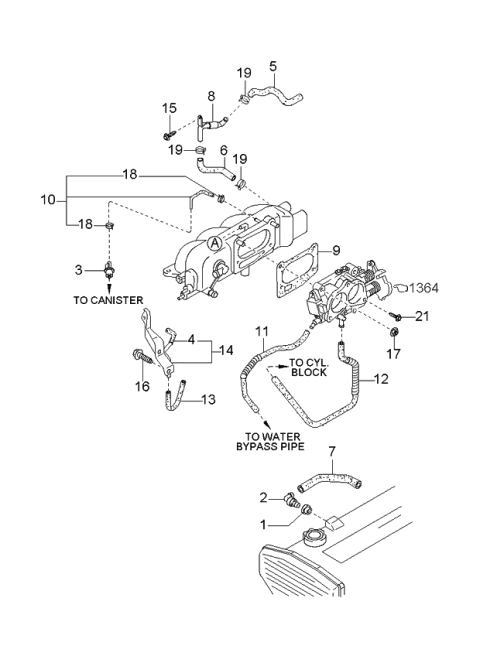 1999 Kia Sportage Clip-Hose Diagram for K992832100