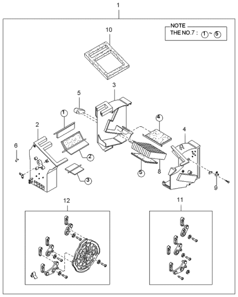 1999 Kia Sportage Core Assembly,Heater Diagram for 0K01161A10A