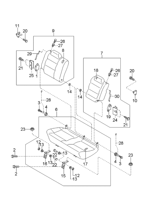 2000 Kia Sportage Rear Seat Cushion Cover Diagram for 0K08A57310B96