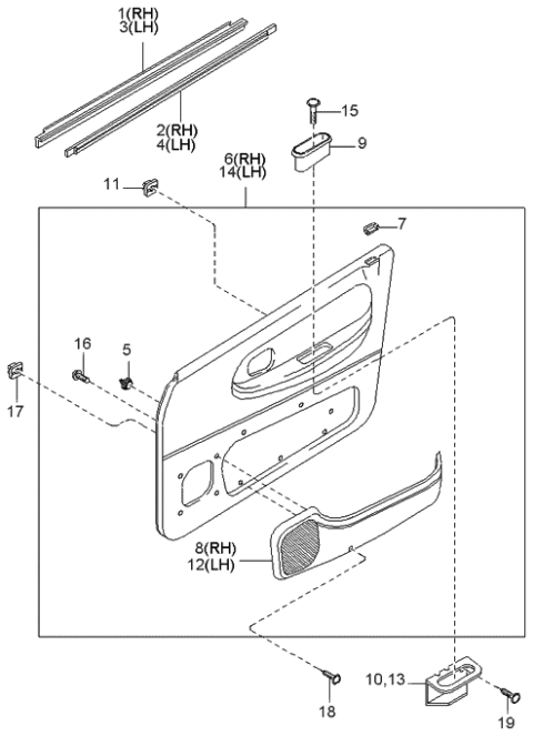 2000 Kia Sportage Trim-FDOOR,RH Diagram for 0K04E68420E70