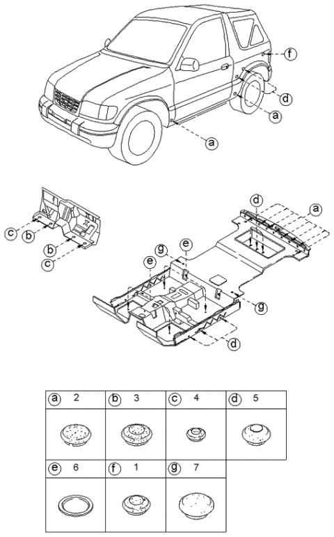 1998 Kia Sportage Cover-Floor Hole Diagram 1