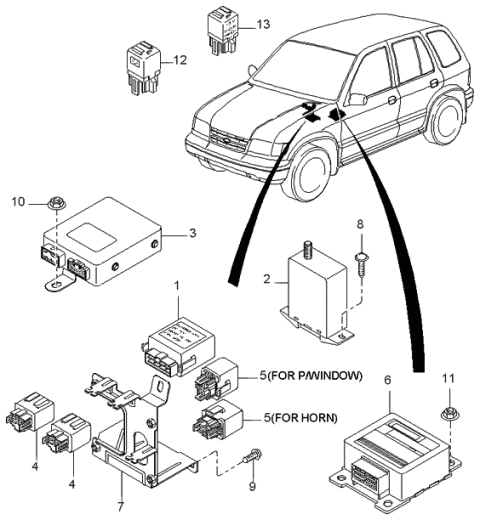 1997 Kia Sportage Relays & Unit Diagram