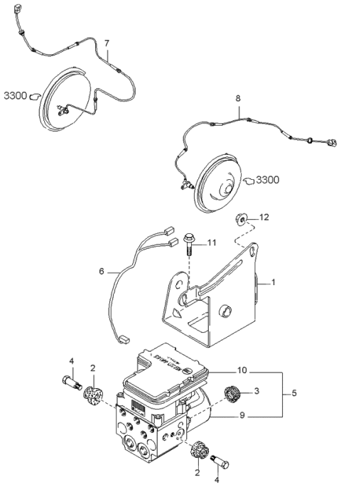 2000 Kia Sportage MOUNTPIN-EHCU Diagram for 0K08A43411