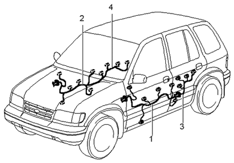 1997 Kia Sportage Wiring Assembly-Door,Drive Diagram for 0K08B67190