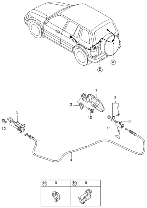 1997 Kia Sportage Opener-Fuel Lid Diagram