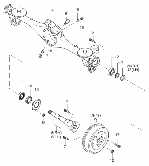 2000 Kia Sportage Nut-Axle Shaft Diagram for 0K01126118A