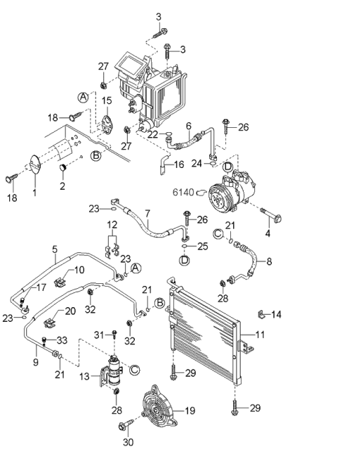 1998 Kia Sportage Side Bracket-CONDENSER Diagram for 0K01261481