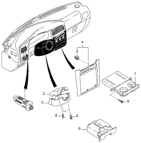 1998 Kia Sportage Panel Assembly-Center Diagram for 0K08B64270G00