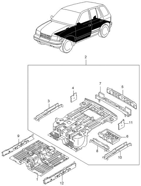 1999 Kia Sportage Panel-Rear End Diagram for 0K01G53820A