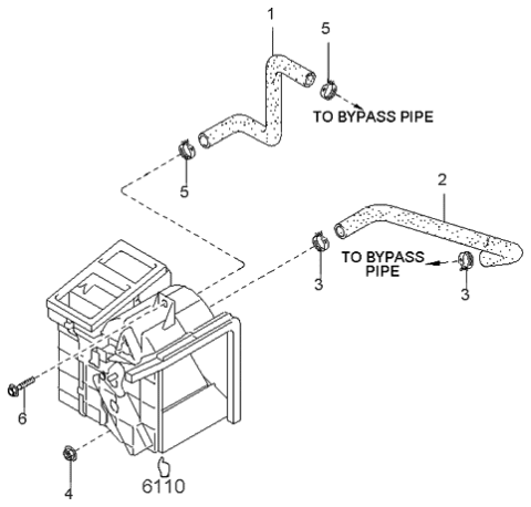 1998 Kia Sportage Water Hose,NO2 Diagram for 0K01961212