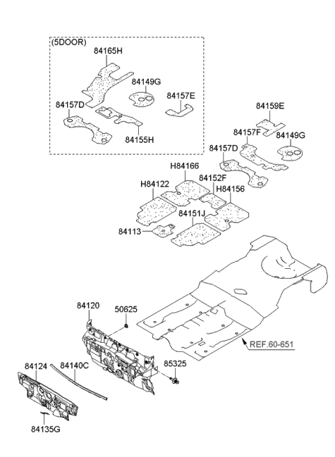 2009 Kia Spectra SX Isolation Pad & Floor Covering Diagram 1