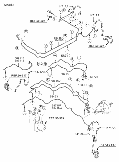 2007 Kia Spectra5 SX Brake Fluid Line Diagram 2