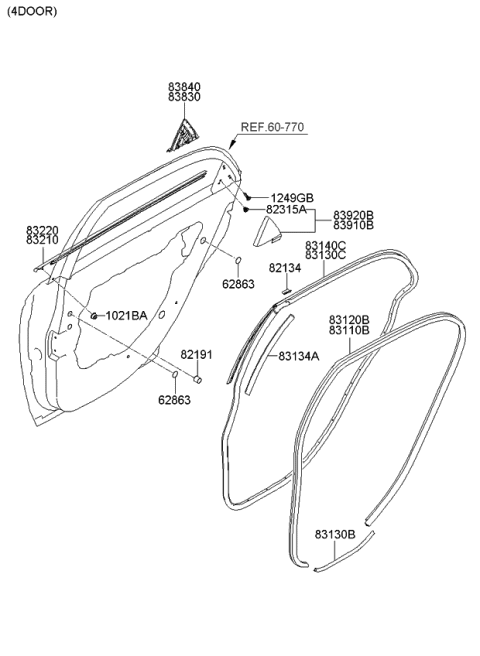 2009 Kia Spectra5 SX Rear Door Moulding Diagram 1