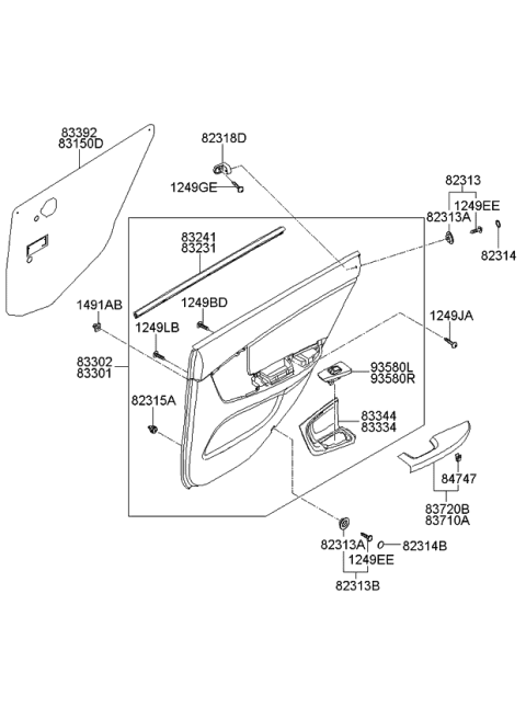 2009 Kia Spectra SX Rear Door Trim Diagram