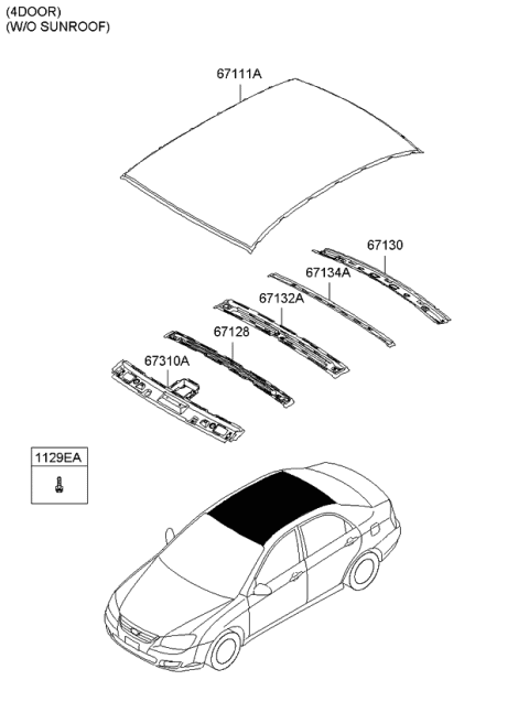 2009 Kia Spectra SX Roof Panel Diagram 1