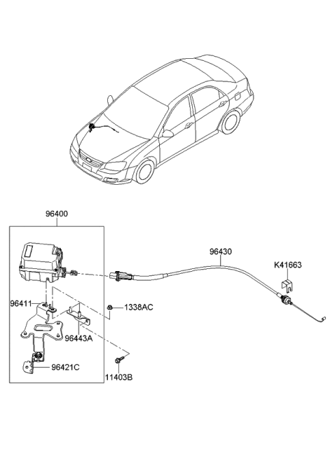 2009 Kia Spectra SX Cable Assembly-Automatic Cruise Diagram for 964302F000