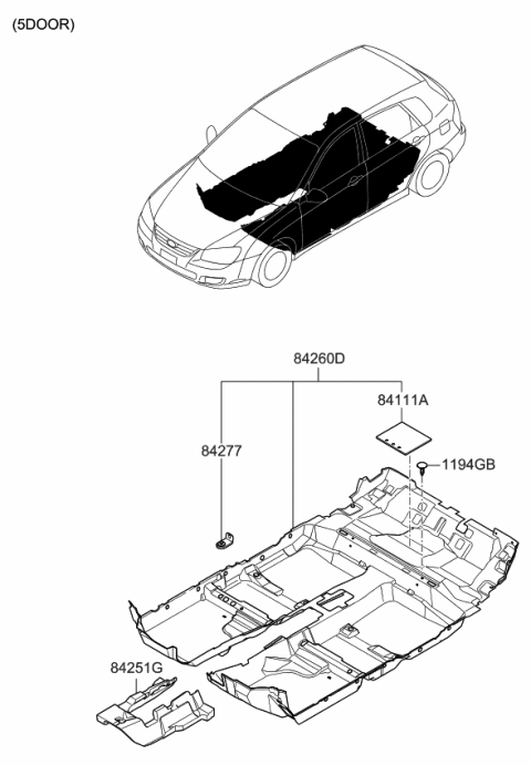 2008 Kia Spectra SX Floor & Carpet Diagram 2