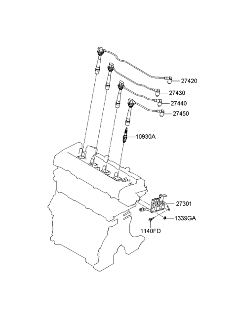 2008 Kia Spectra SX Spark Plug & Cable Diagram