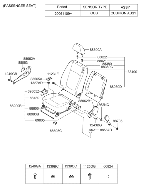 2008 Kia Spectra SX Back Assembly-Front Diagram for 884042F161390