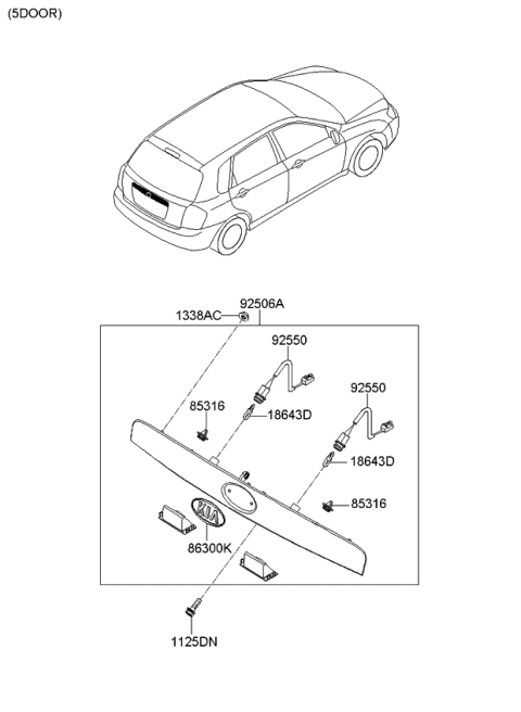 2009 Kia Spectra SX License Plate & Interior Lamp Diagram 2