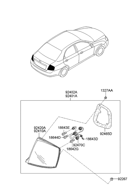 2008 Kia Spectra SX Lens & Housing-Rear Combination Lamp Diagram for 924112F320