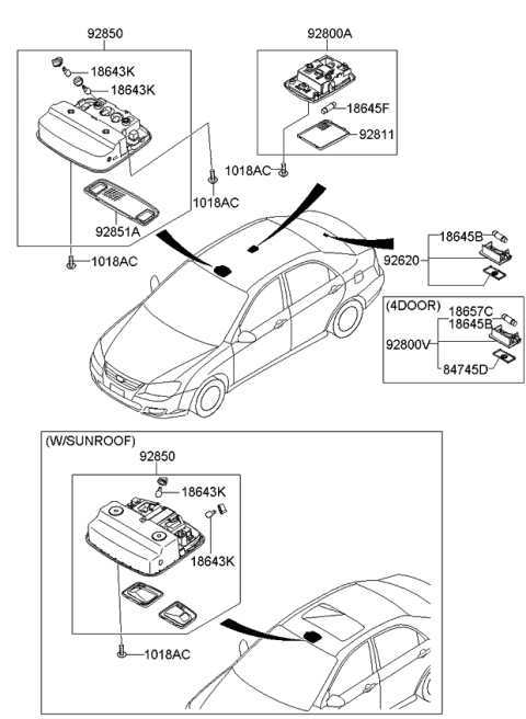 2008 Kia Spectra5 SX Room Lamp Diagram