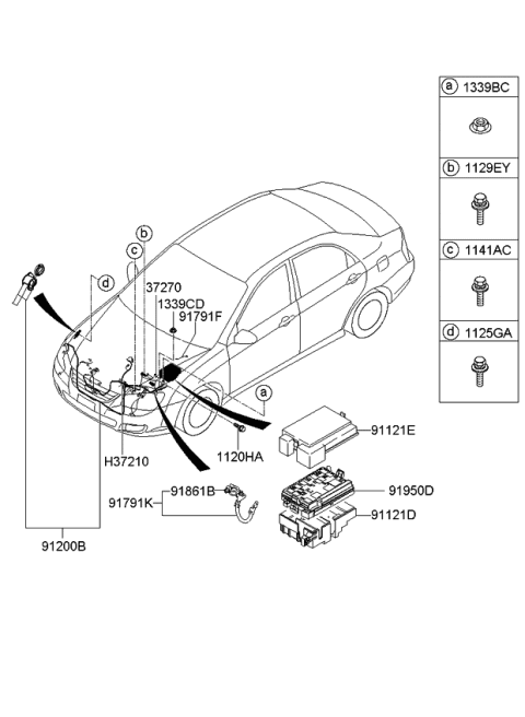 2009 Kia Spectra SX Wiring Assembly-Front Diagram for 912011L801