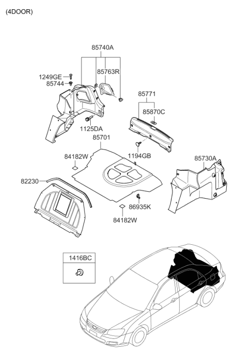 2007 Kia Spectra5 SX Luggage Compartment Diagram 1