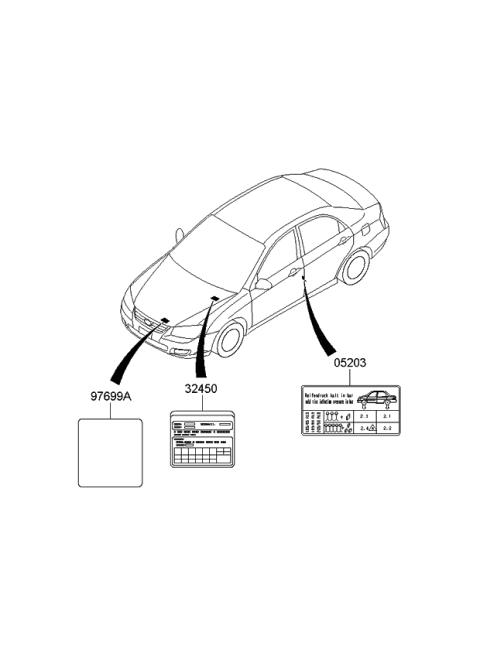 2009 Kia Spectra SX Label Diagram