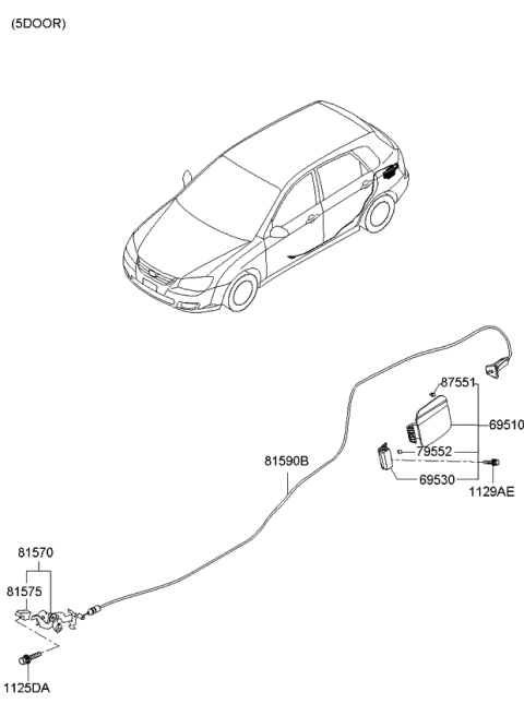 2009 Kia Spectra SX Fuel Filler Door Diagram 2