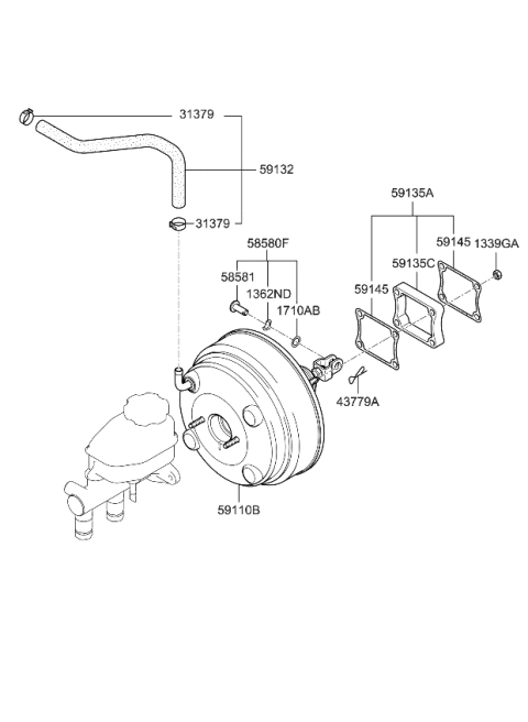 2009 Kia Spectra SX Brake Master Cylinder & Booster Diagram 2