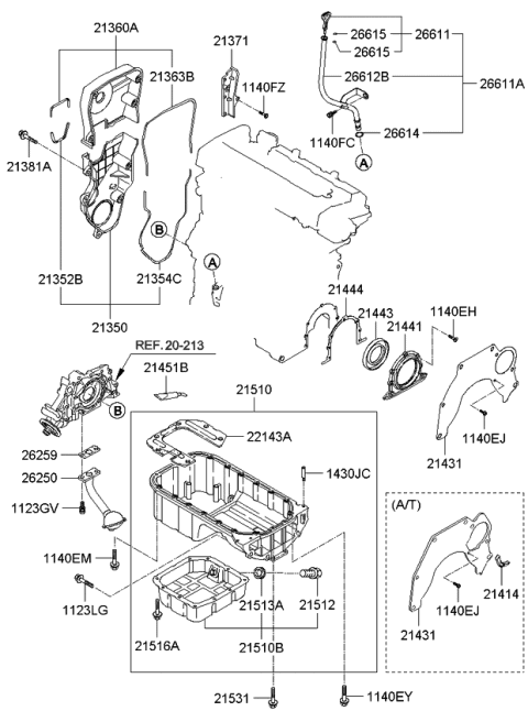 2009 Kia Spectra5 SX Belt Cover & Oil Pan Diagram