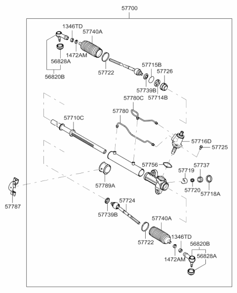 2007 Kia Spectra SX Power Steering Gear Box Diagram 1