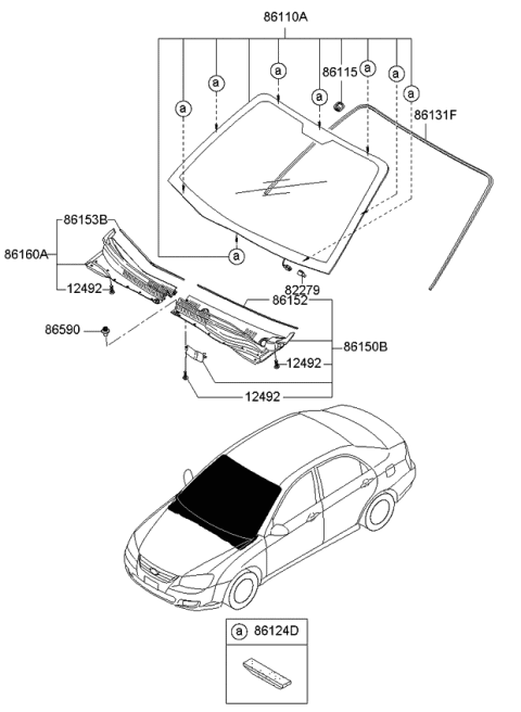 2009 Kia Spectra5 SX Windshield Glass Diagram