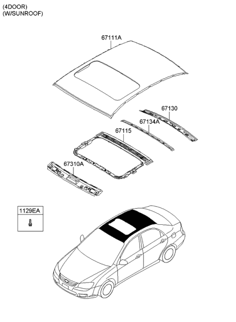 2008 Kia Spectra SX Roof Panel Diagram 2