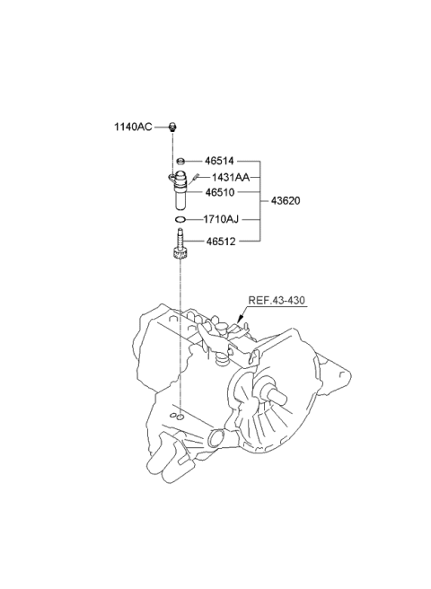 2008 Kia Spectra SX Speedometer Driven Gear-Manual Diagram