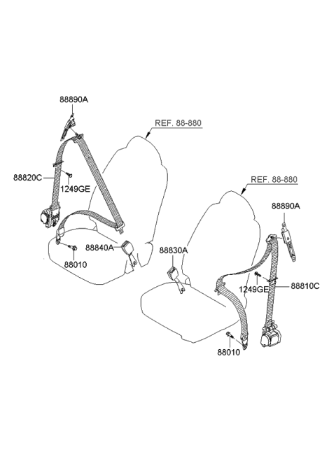 2007 Kia Spectra SX Belt-Front Seat Diagram