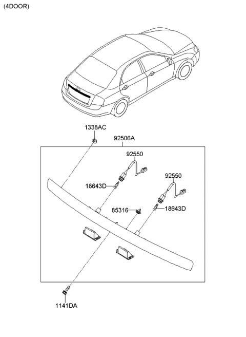 2007 Kia Spectra5 SX License Plate & Interior Lamp Diagram 1